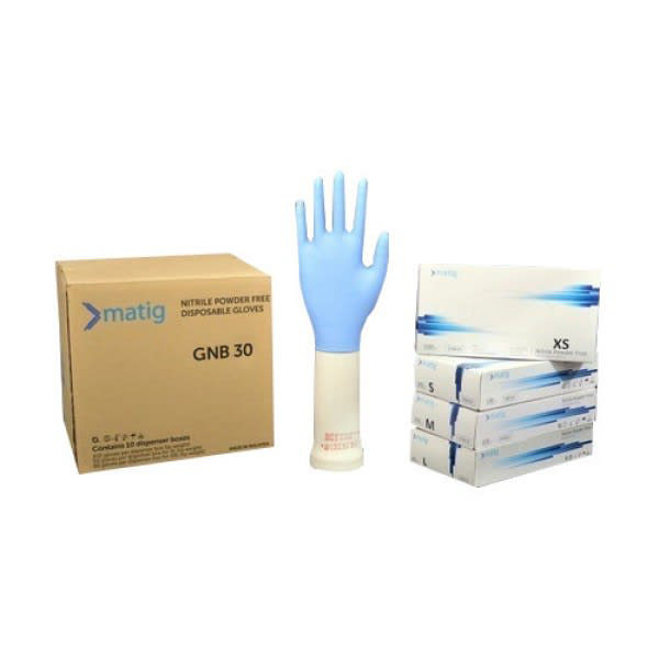 Matig Nitrile-Blue/white-Gloves-Large Powder Free Examination Gloves