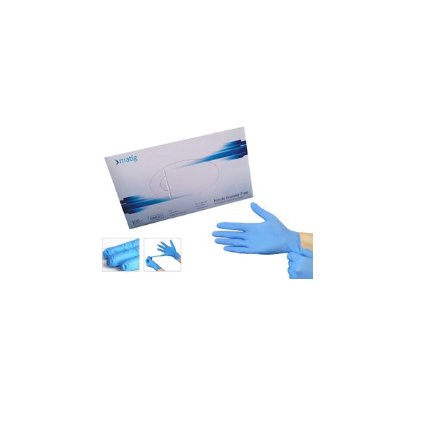 Matig Nitrile Powder Free Blue Examination Gloves (Extra Small)