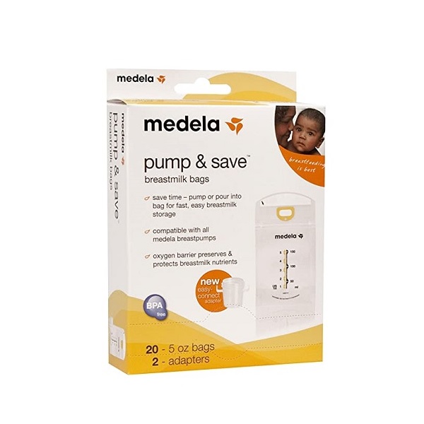 Medela 20-pack Pump & Save breastmilk bags with adapter