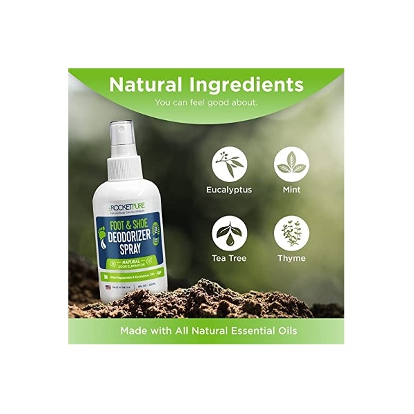 Natural Shoe Deodorizer, Foot Deodorant Spray for Athletes. Removes Odor, Stink From Bacteria. Mint Spray Freshens Better Than Powders, Antiperspirants, Insoles, Sneaker Balls. Use on Feet and Shoes. - Image 3