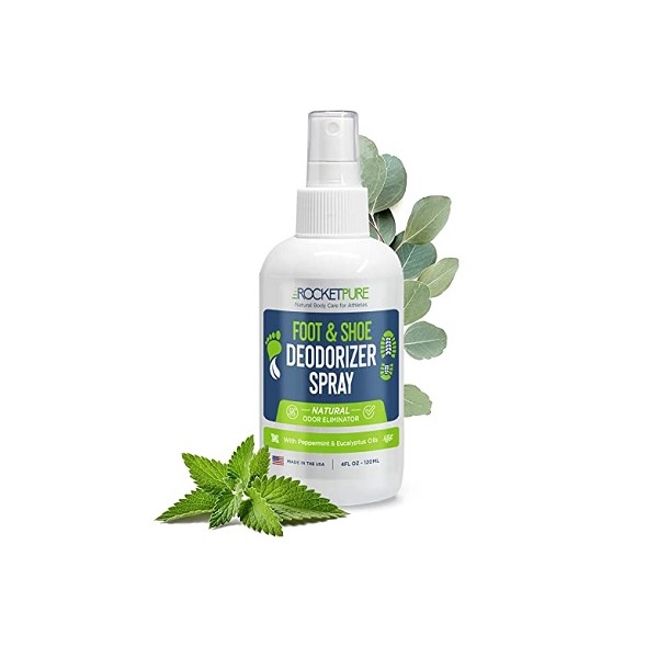 Natural shoe deodorizer and foot odor spray with mint