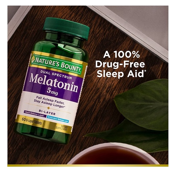 Nature's Bounty Dual Spectrum Bi-Layer Melatonin 5 mg Tablets - 60 Count - Image 4