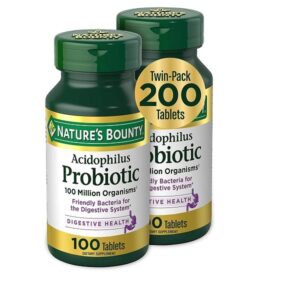 Nature's Bounty Probiotic Acidophilus, 100 Tablets, Pack of 2 (Packaging May Vary)