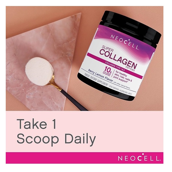 NeoCell Super Collagen Powder, 6,600mg Types 1 & 3 Grass-Fed Collagen, Gluten Free, Berry Lemon Flavor, 6.7 Ounces - Image 3