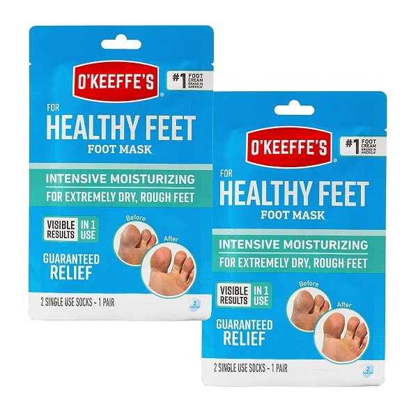 O'Keeffe's Healthy Feet Intensive Moisturizing Foot Mask, One Pair Single-Use Socks, (Pack of 2)