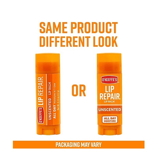 O'Keeffe's Unscented Lip Repair Lip Balm for Dry, Cracked Lips, Stick - Image 4