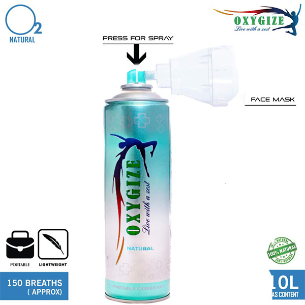 Oxygize Portable Natural Oxygen Can Cylinder Canister With Protective Mask For Air Pollution, Quick Recovery, Boosting Immune System, Boost Energy Level, Easy To Carry (150 Breaths Approx.) - Image 2