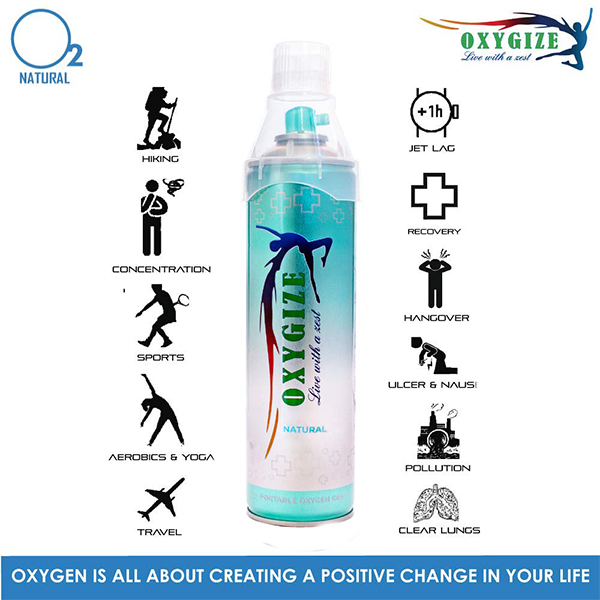 Oxygize Portable Natural Oxygen Can Cylinder Canister With Protective Mask For Air Pollution, Quick Recovery, Boosting Immune System, Boost Energy Level, Easy To Carry (150 Breaths Approx.) - Image 3