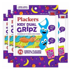 Plackers Kids Flossers, 75 Count (Pack of 4)