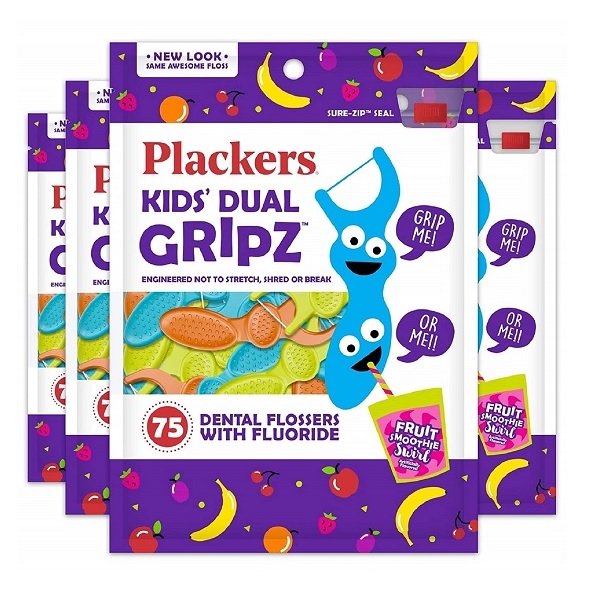 Plackers Kids Flossers, 75 Count (Pack of 4)