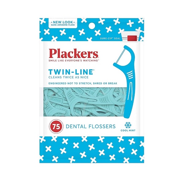 Plackers Twin Line Whitening Flossers 75 Count