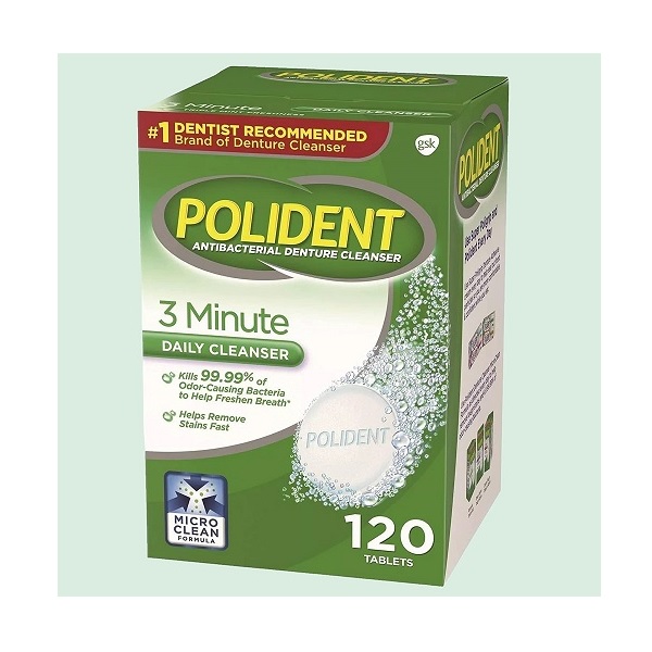 Polident 3 Minute Denture Cleaner Tablets 120 count for Maintaining Good Clean Full/Partial Dentures Mouthguards - Image 2