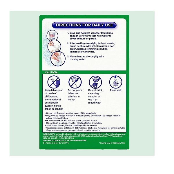 Polident 3 Minute Denture Cleaner Tablets 120 count for Maintaining Good Clean Full/Partial Dentures Mouthguards - Image 3
