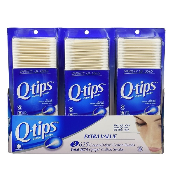 Q-Tips Cotton Swabs 3 Packs of 625, Total 1875 Count