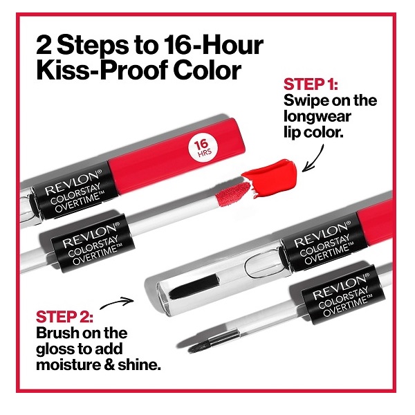 Revlon Colorstay Overtime Glossy Finish Lip Color (480 Unending Red) - Image 4