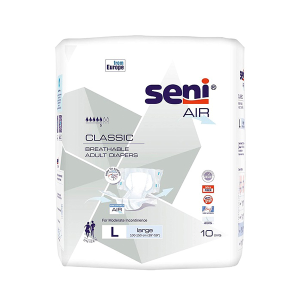 SENI Air Classic Breathable Adult Diapers - Large - 10 pcs