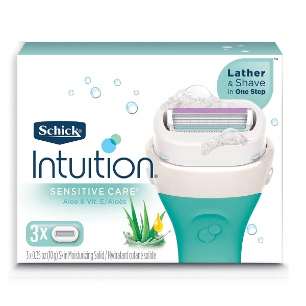 Schick Intuition Sensitive Care Razor Blade Refills Aloe 3 Count box