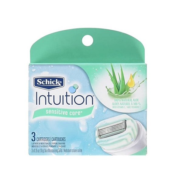 Schick Intuition Sensitive Care Razor Blade Refill Cartridges, 3 Count (Packaging may vary)
