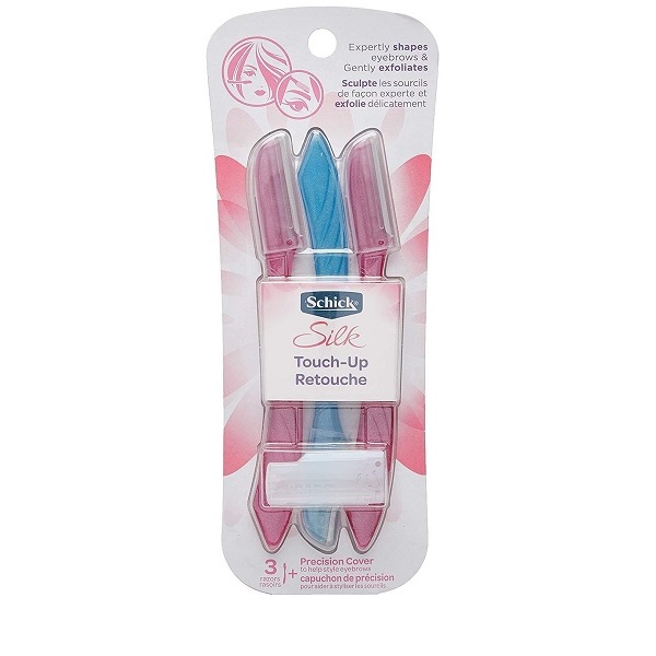 Schick Silk Touch-Up Multipurpose Exfoliating Face Razor and Eyebrow Shaper with Precision Cover, 3 Count - Image 8