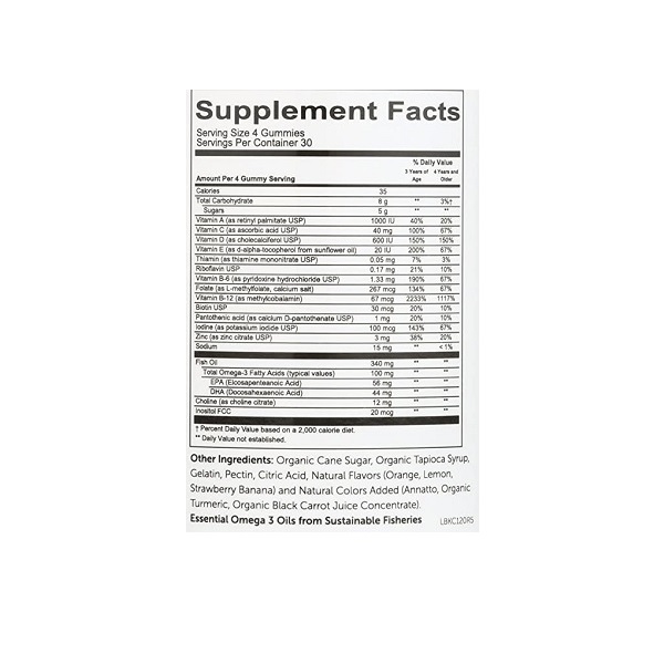 SmartyPants Children's All-in-One Multivitamin Plus Omega-3 Plus Vitamin D, 120 COUNT - Image 3
