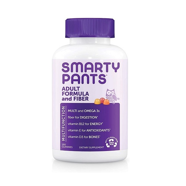 SmartyPants Gummy Vitamins: Adult Complete + Fiber with No Added Sugar: Multivitamin + Omega 3s + Vitamin D3 - SINGLE BOTTLE, 30 Day Supply,AF180