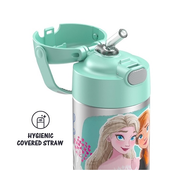 Thermos Funtainer 12 Ounce Stainless Steel Vacuum Insulated Kids Straw Bottle, Frozen 2 (Colors May Vary) - Image 4