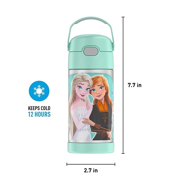 Thermos Funtainer 12 Ounce Stainless Steel Vacuum Insulated Kids Straw Bottle, Frozen 2 (Colors May Vary) - Image 5