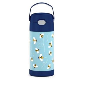 Thermos Funtainer  12 Ounce Stainless Steel Vacuum Insulated Kids Straw Bottle, Honey Bees