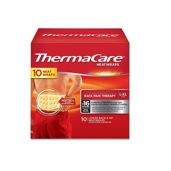ThermaCare Lower Back & Hip L/XL air-activated heat wraps pack of 10