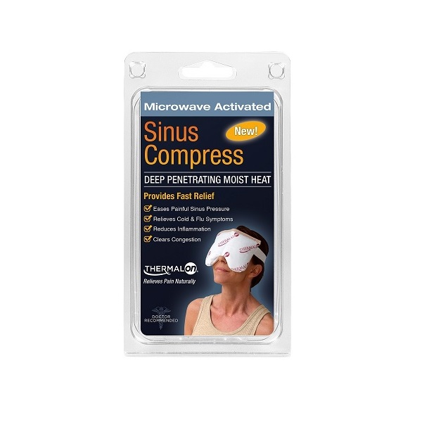 Thermalon microwave activated moist heat and cold sinus mask for sinus pressure, headaches, and TMJ, 5.5 x 8 inches