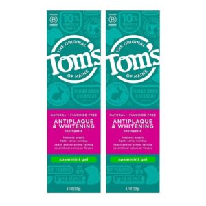 TomS Of Maine Antiplaque Plus Whitening Gel, Spearmint, 4.7 Ounce, 2 Count