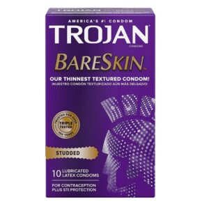 Trojan Studded Bareskin ultra-thin textured condoms 10 pack