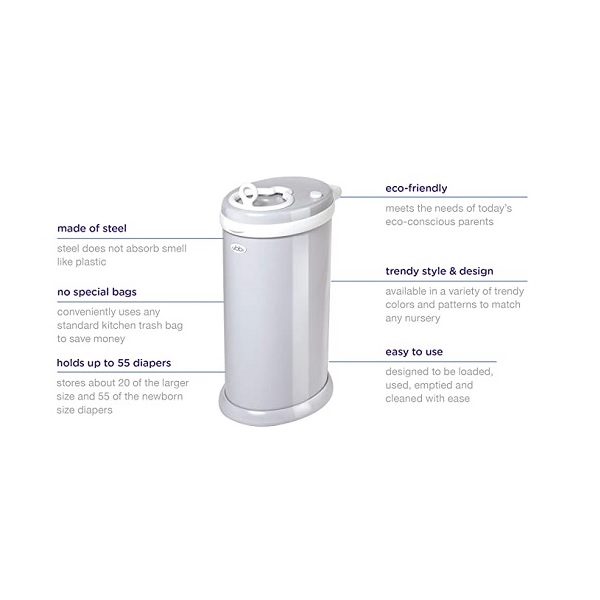 Ubbi Steel Odor Locking, No Special Bag Required, Money Saving, Modern Design, Registry Must-Have Diaper Pail, Blush Pink - Image 3
