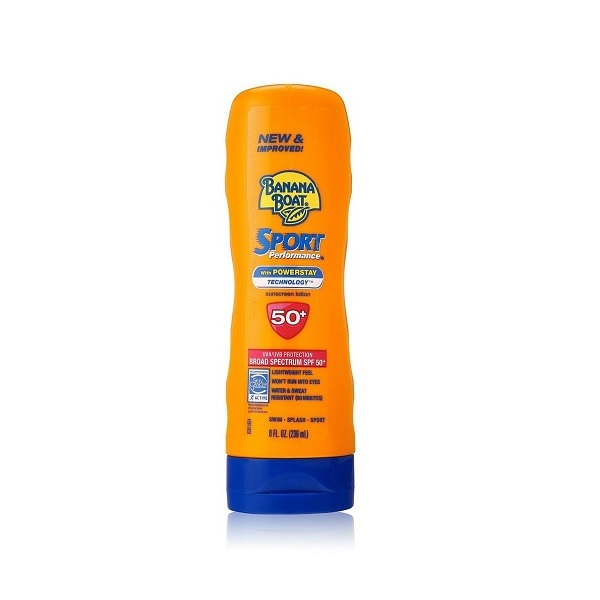 Banana Boat Sunscreen Sport Performance Broad Spectrum Sun Care Sunscreen Lotion - SPF 50, 8 Ounce (Pack of 3)