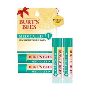 Burt's Bees 100% Natural Medicated Moisturizing Lip Balm with Menthol & Eucalyptus, 2 Tubes in Blister Box