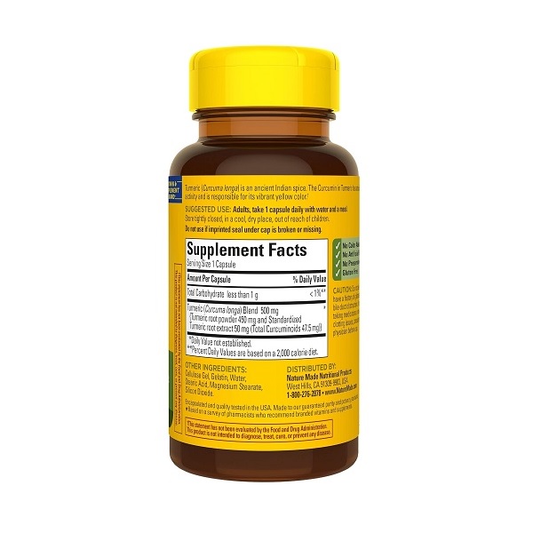 Nature Made Turmeric Antioxidant Herbal Supplement 500 Mg, 60 Capsules - Image 5