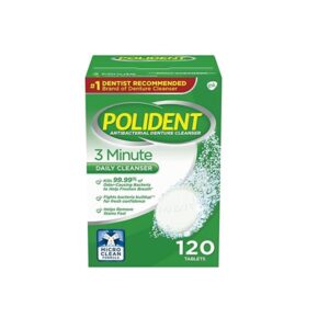 Polident 3 Minute Denture Cleaner Tablets 120 count for Maintaining Good Clean Full/Partial Dentures Mouthguards