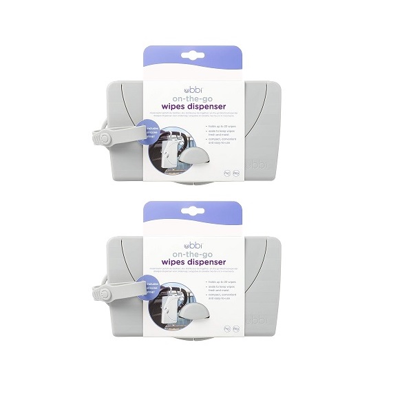 Ubbi On The Go Gray Wipe Holder Baby Gifts, Set of 2