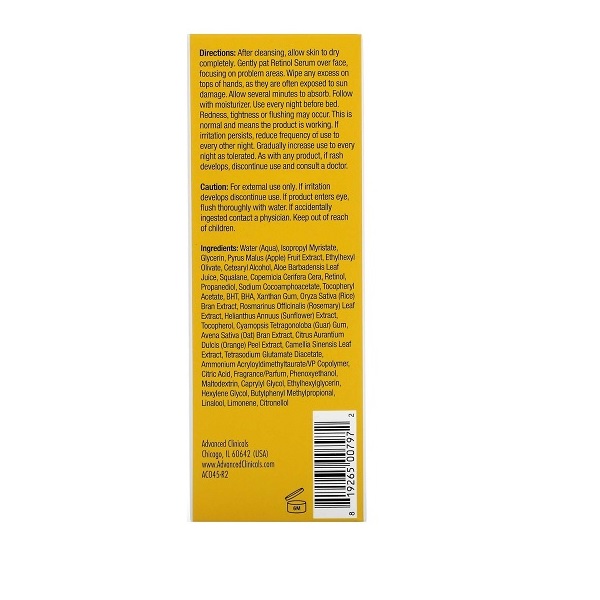 Advanced Clinicals Professional Strength Retinol Serum. Anti-aging, Wrinkle Reducing 1.75 Fl Oz. - Image 3