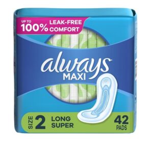 Always Maxi Long Super sanitary pads size 2 with up to 100% leak-free comfort pack of 42