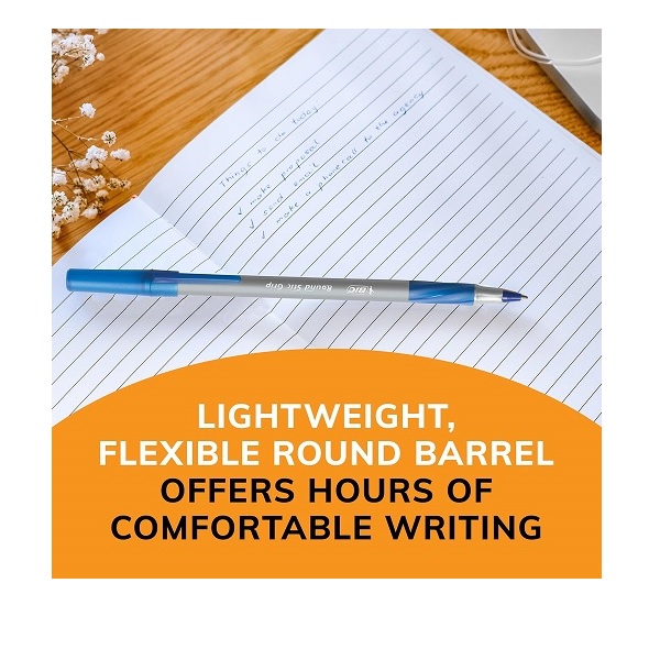BIC Round Stic Grip Xtra Comfort Ball Pen, Medium Point (1.2 mm), Blue, 12-Count - Image 5