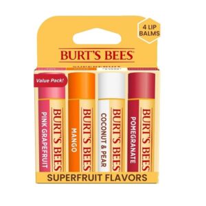 Burt's Bees 100 Natural Moisturizing Lip Balm, Superfruit, 4 Tubes in Blister Box