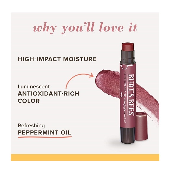 Burt's Bees 100 Natural Moisturizing Lip Shimmer, Fig - 1 Tube , 0.09 ounce - Image 8