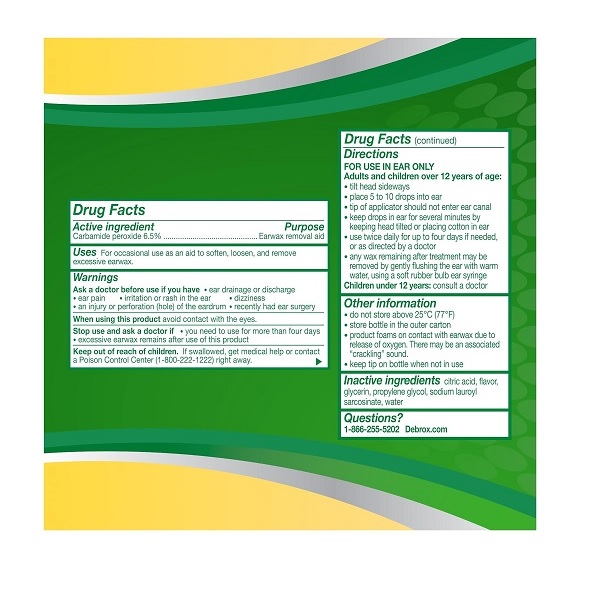 Debrox Earwax Removal Drops, 0.5 Fluid Ounce - Image 2