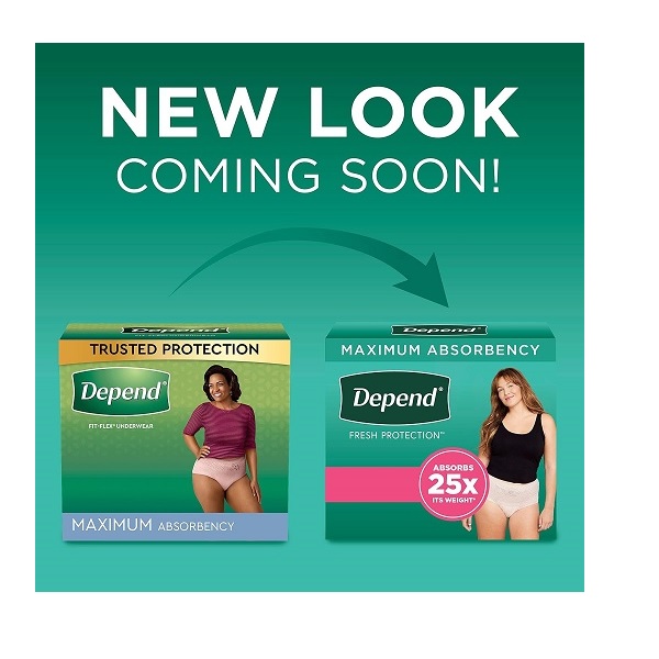 Depend FIT-FLEX Incontinence Underwear for Women, Disposable, Maximum Absorbency, M, Blush, 18 Count - Image 2