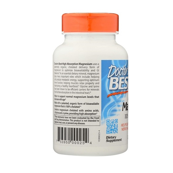 Doctor'S Best High Absorption Chelated Magnesium - 100 Mg, 120 Tablets - Image 3