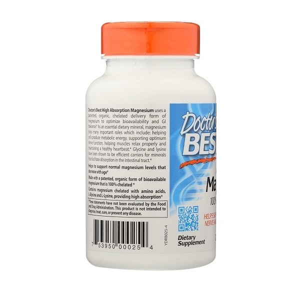 Doctor'S Best High Absorption Chelated Magnesium - 100 Mg, 120 Tablets - Image 4