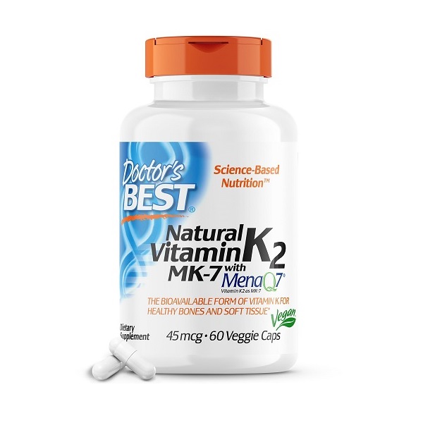 Doctor's Best Natural Vitamin K2 MenaQ7 Vegetable Capsules, 60-Count