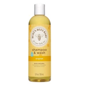 Burt’s Bees Baby Shampoo & Wash Original bottle with honeycomb label, 350ml, on a white background.