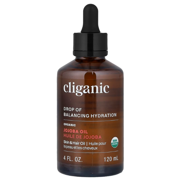 Cliganic USDA Organic Jojoba Oil, 100% Pure (4oz Large) | Natural Cold Pressed Unrefined Hexane Free Oil for Hair & Face | Base Carrier Oil